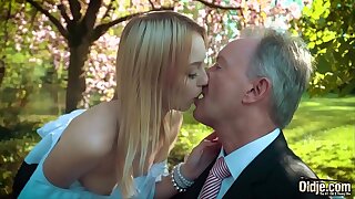 Young blonde moaning fucking an old man she guzzles his cumshot