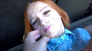 Fucked a tied up girl in trunk in woods and jism in her mouth